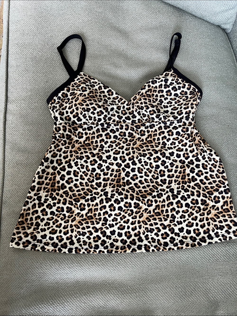 Skye Swimwear Leopard Print Tankini Top in Black and Tan